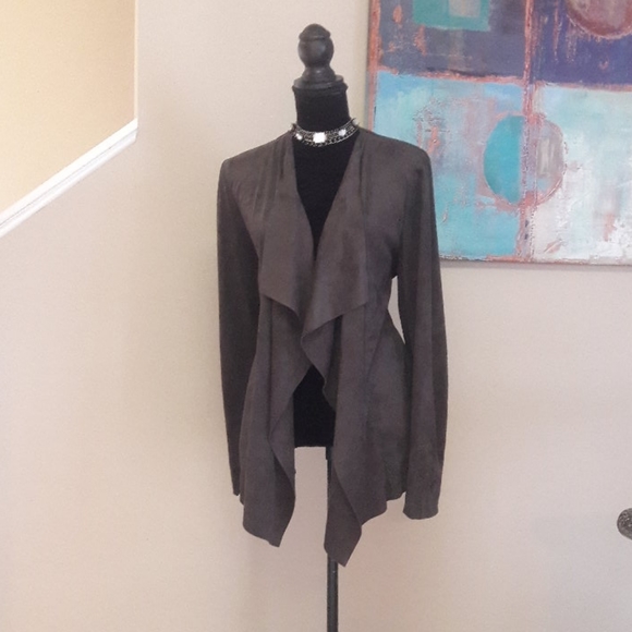 Sophie Max Jackets & Blazers - Sophie Max/Brown /Faux Suede/ Draped Front Jacket